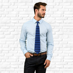 Navy and Dark Blue Horizontal Stripe Neck Tie