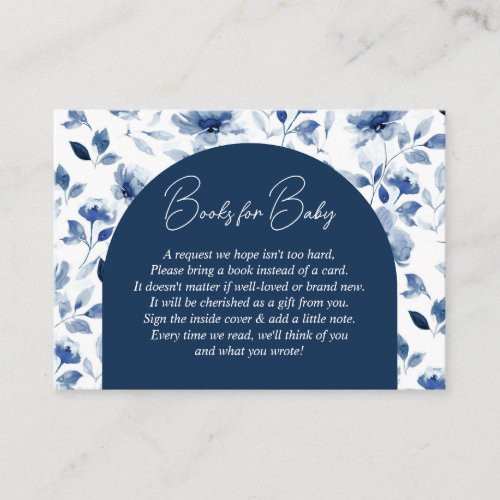 Navy and Dusty Blue Boy Floral Books Request Enclosure Card