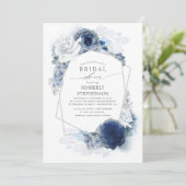 Navy and Dusty Blue Floral Modern Bridal Shower Invitation (Standing Front)