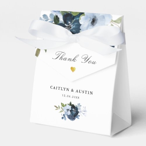 navy and dusty blue floral wedding favor box