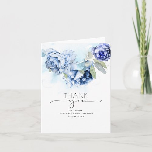 Navy and Dusty Blue Floral Wedding Thank You