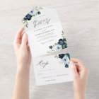 Navy and dusty blue watercolor floral wedding 