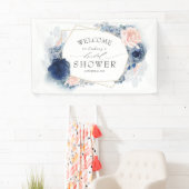 Navy and Dusty Pink Floral Bridal Shower Banner (Insitu)