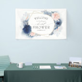 Navy and Dusty Pink Floral Bridal Shower Banner (Tradeshow)