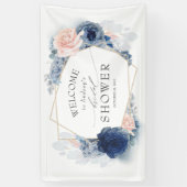 Navy and Dusty Pink Floral Bridal Shower Banner (Vertical)