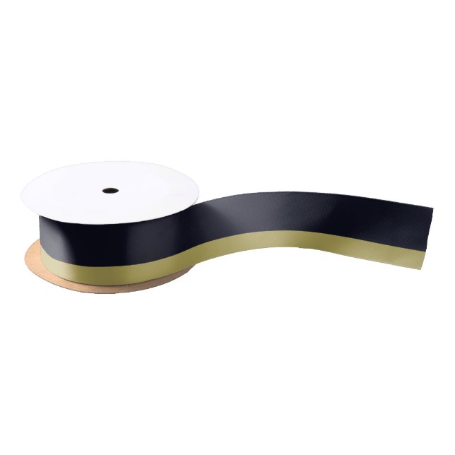 Navy and Gold 1.5" Wide Satin Ribbon, 2 Yard Spool Satin Ribbon (Spool)