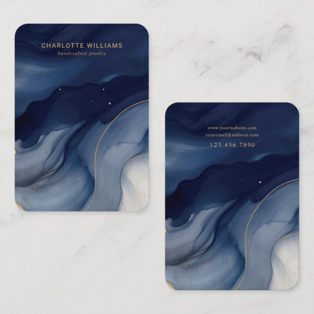 Navy and Gold Abstract Jewelry Card (Front/Back)