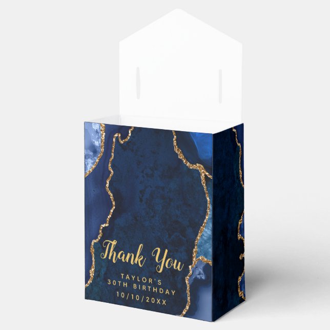 Navy and Gold Agate Birthday Thank You Favor Boxes