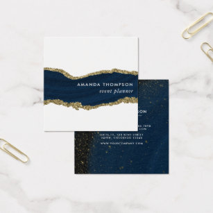 Navy and Gold Agate Business Card