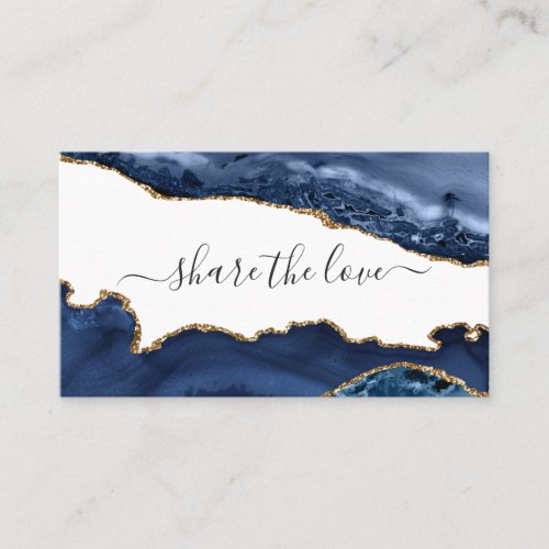 Navy and Gold Agate Referral Card