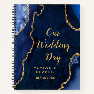 Navy and Gold Agate Wedding Planner Notebook