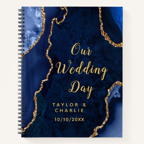Navy and Gold Agate Wedding Planner Notebook
