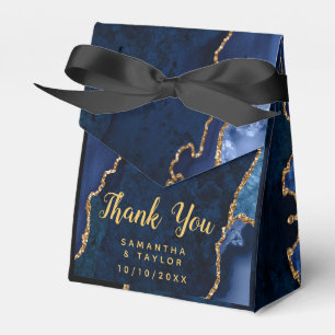 Navy and Gold Agate Wedding Thank You Favor Boxes
