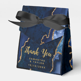 Navy and Gold Agate Wedding Thank You Favor Boxes