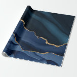 Navy and Gold Agate Wrapping Paper<br><div class="desc">Navy blue and faux gold glitter agate stone wrapping paper.</div>