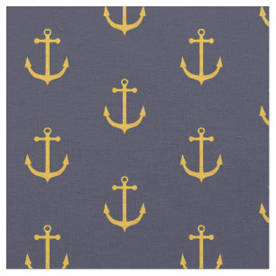 Navy and Gold Anchor Fabric