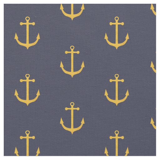 Navy and Gold Anchor Fabric