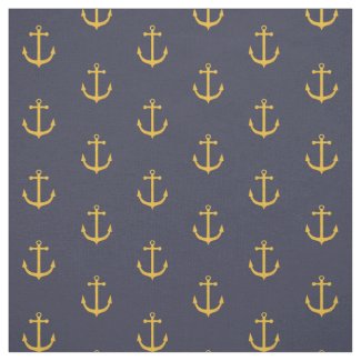 Navy and Gold Anchor Fabric