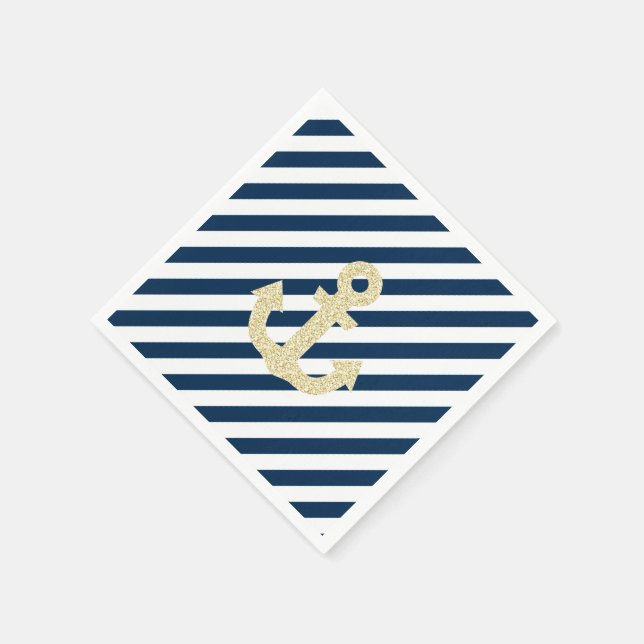 Navy and Gold Anchor Napkins (Corner)