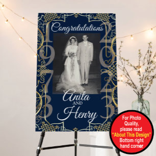 Navy and Gold Any Anniversary Foam Board Sign