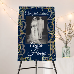 Navy and Gold Any Anniversary Foam Board Sign