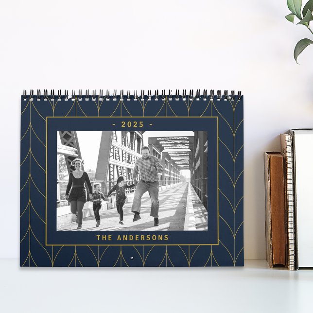 Navy and Gold Art Deco 2025 Photo Calendar (Creator Uploaded)