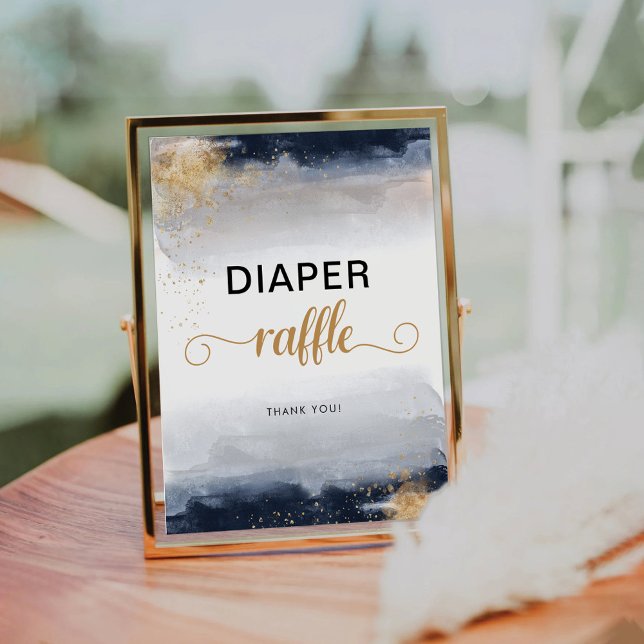Navy and Gold Baby Shower Diaper Raffle Sign (Creator Uploaded)