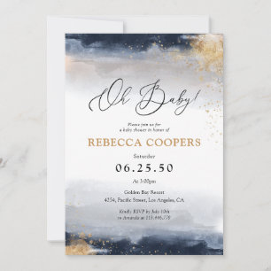 Navy and Gold Baby Shower Invitation