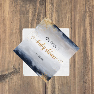 Navy and Gold Baby Shower Napkin
