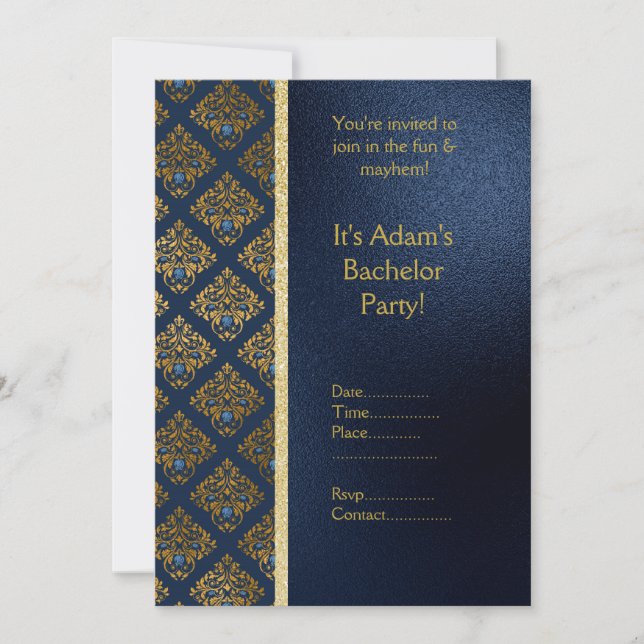 NAVY AND GOLD BACHELOR PARTY INVITATION NEW (Front)