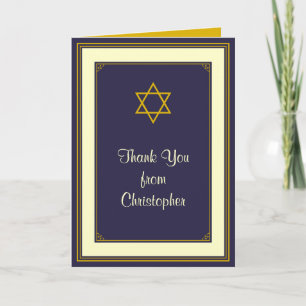 Navy and Gold Bar Mitzvah Thank You Card