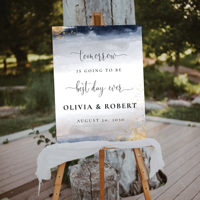 Navy and Gold Best Day Ever Foam Board (Creator Uploaded)