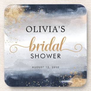 Navy and Gold Bridal Shower beverage coaster