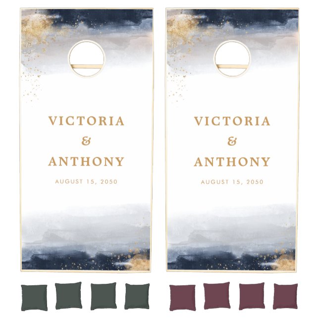 Navy and Gold Bridal Shower Cornhole Set (Set)