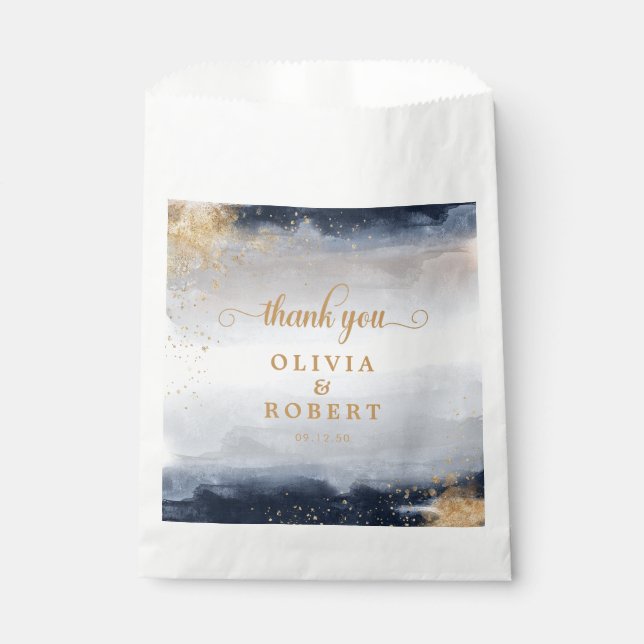 Navy and Gold Bridal Shower Favor Bag (Front)