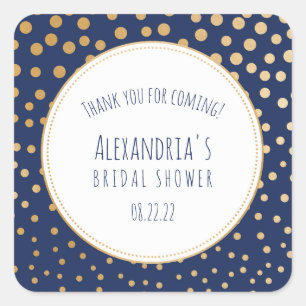 Navy and gold bridal shower favor sticker
