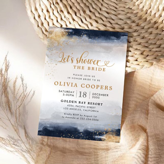 Navy and Gold Bridal Shower Invitation (Creator Uploaded)