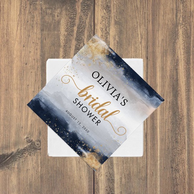 Navy and Gold Bridal Shower Paper Napkin (Creator Uploaded)