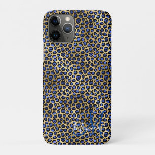 Navy and Gold Cheetah Monogram iPhone 11 Pro Case