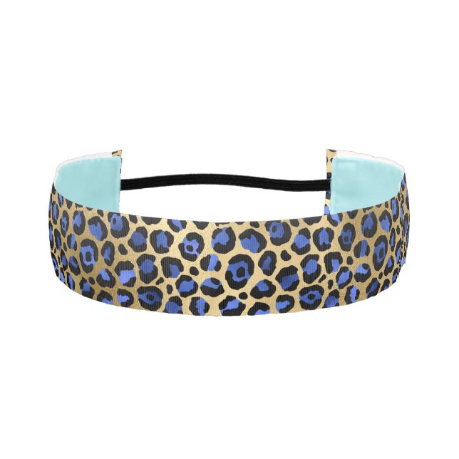 Navy and Gold Cheetah Print Athletic Headband (Front)