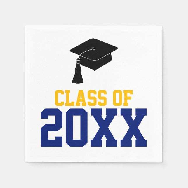 Navy and Gold Class of 2024 Graduation Party Napkins (Front)