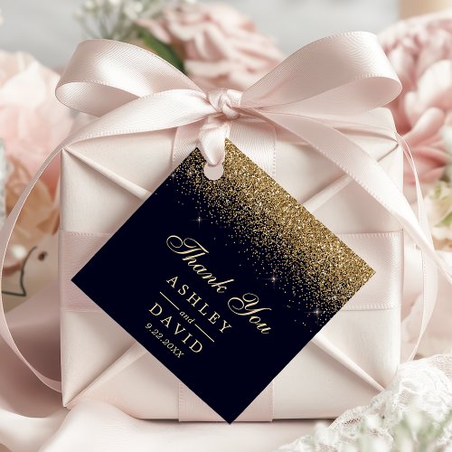 Wedding Favor Tags 14 Navy And Gold Confetti Wedding Favor Tags