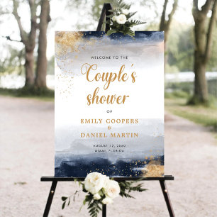 Navy and Gold Couples Shower Foam Board