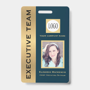 Navy and Gold Creative Executive Employee ID Badge