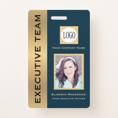 Navy and Gold Creative Executive Employee ID Badge