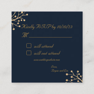 Navy and Gold Elegant wedding RSVP enclosure card