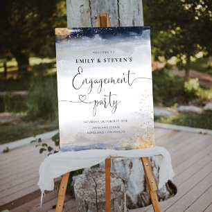 Navy and Gold Engagement Party Foam Board