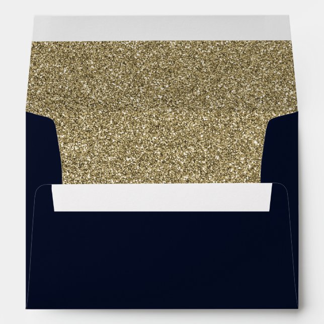 Navy and Gold FAUX glitter Envelope (Back (Bottom))