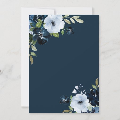 Navy and gold floral wedding invitation | Zazzle