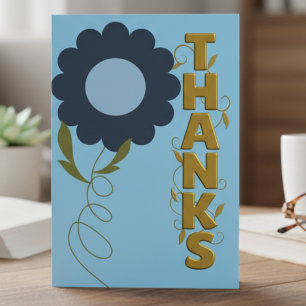 Navy and Gold Flower Gratitude Card